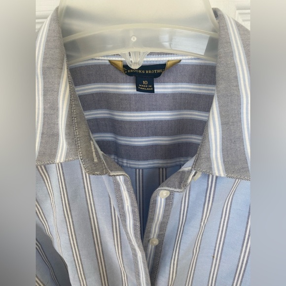 Brooks Brothers Blue and White Striped Dress with Pockets and Belt - Picture 2 of 7